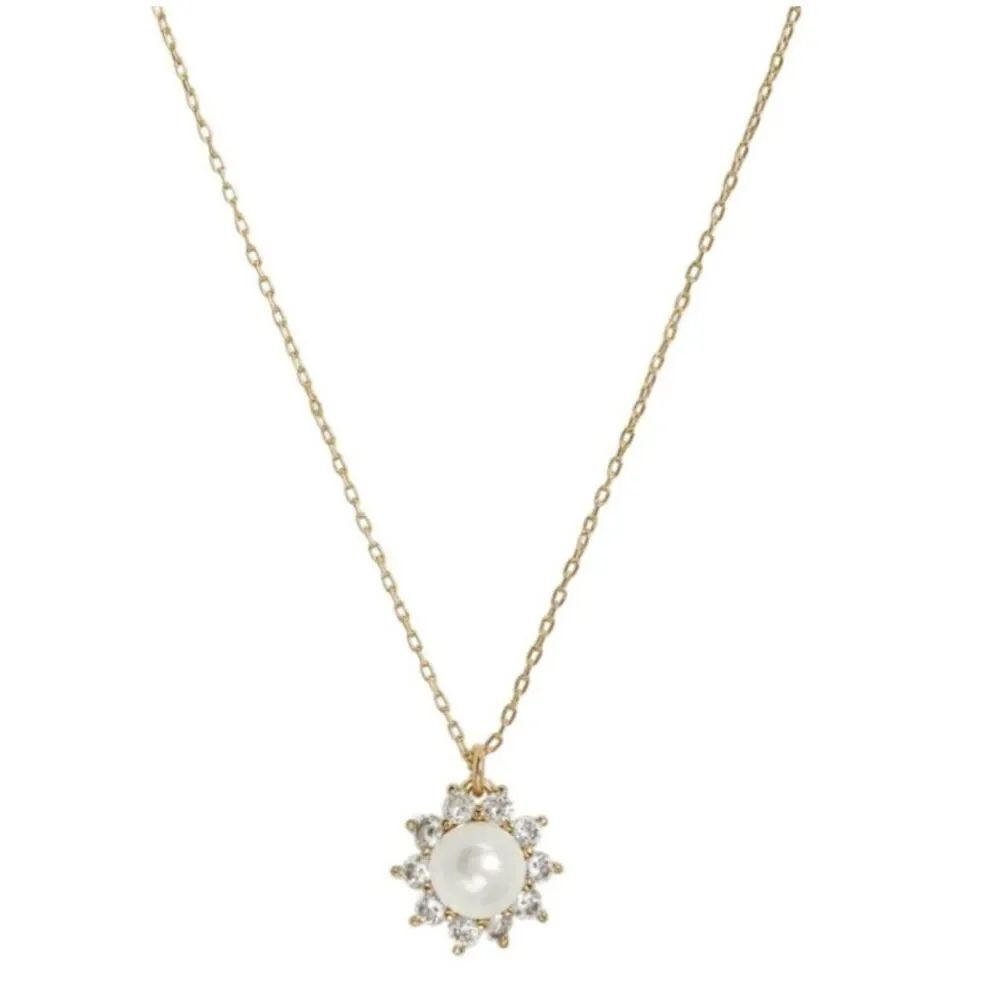 Kate Spade Sunny Halo Gold Pearl Pendant Necklace NWT Dust Bag